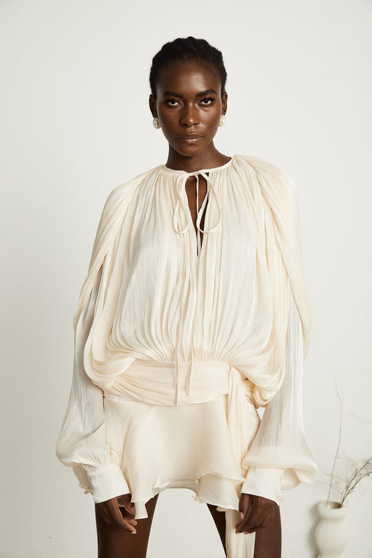 Esmé Pleated Ruffled Romper