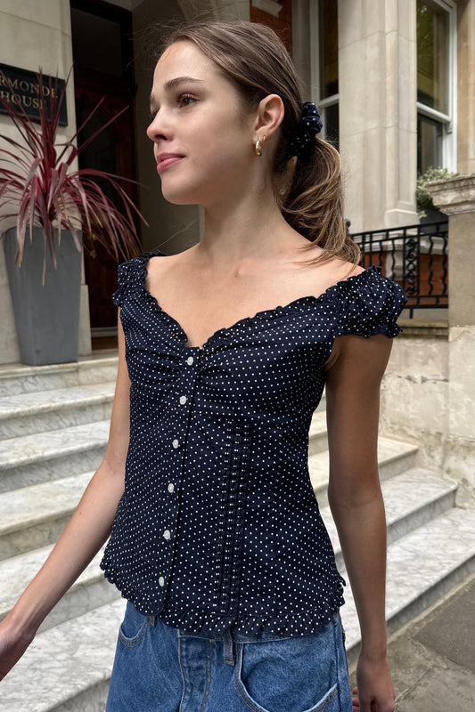 The Isla Ruffle Button Top