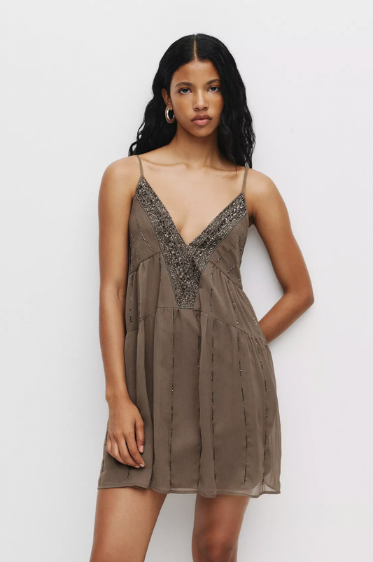 Beaded Boho Mini Dress